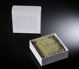 Produktfoto: 100 Kryo-Boxen, weiß, 133 x 133 mm, 50 mm hoch, inkl. 9 x 9 Raster