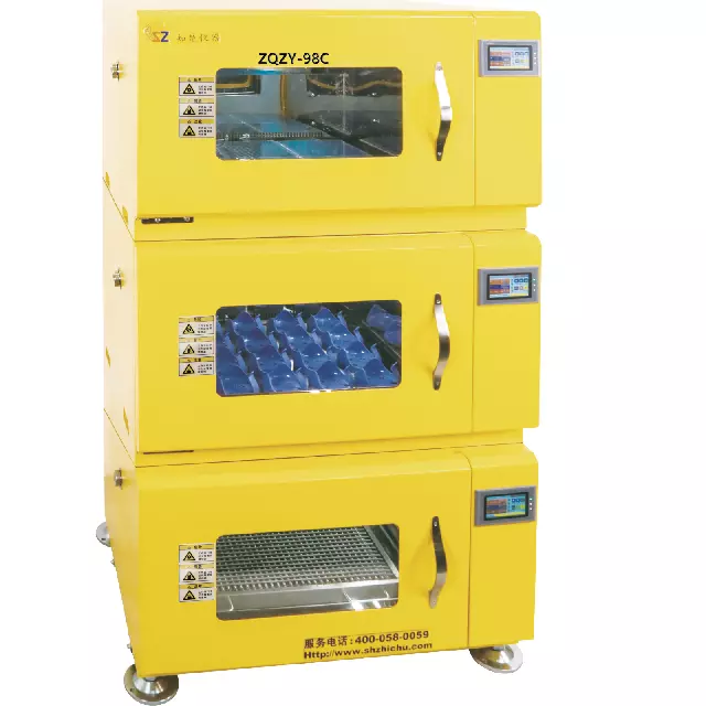 Produktfoto: Gekühlter 3-etagiger Schüttelinkubator ZQZY-98C für 5l-Kolben, Tablar 575 x 465 mm