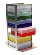 Produktfoto: Truhen-Gestell aus Edelstahl für 9 Kryoboxen mit max. 75 mm Höhe