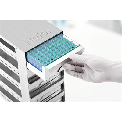 Produktfoto: Schubladengestell aus Edelstahl f. Haier-Geräte f. 25 Einfrierboxen 133 x 133 x 53 mm