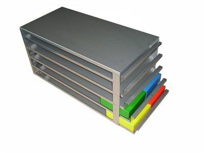 Produktfoto: Doppelgestell mit 2 Schubladen für 16 Einfrierboxen bis 136 x 136 mm, max. 103 mm Höhe