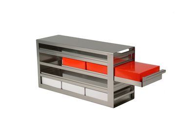 Produktfoto: Schubladengestell mit 3 Schubladen für 9 Einfrierboxen (max. 103 mm Höhe)